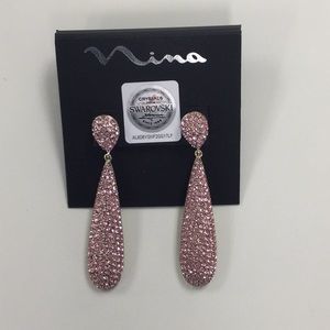 Nina Swarovski Elongated Pavé Teardrop Earrings